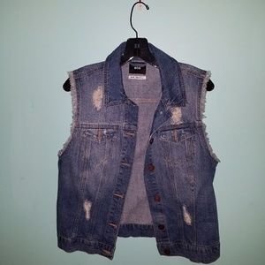 Distressed Denim Vest